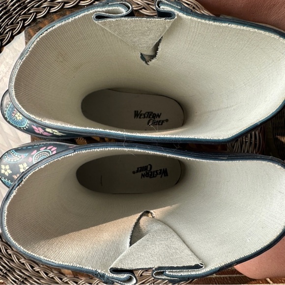 WESTERN Chief Rubber Mud Barn Rubber Boots Size 7 “Fantastic Paisley Mid-Navy” - Picture 5 of 12